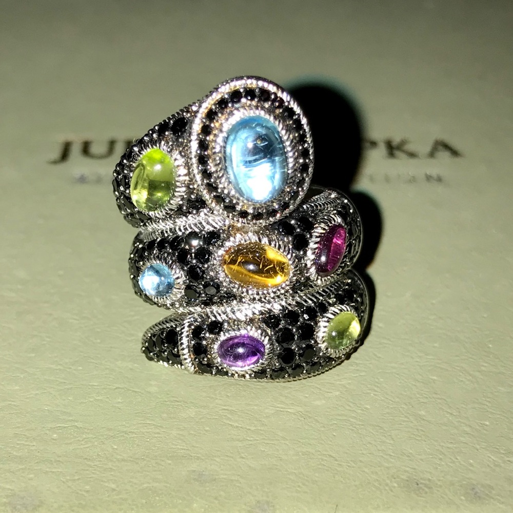 Gorgeous Judith Ripka Oval Multi-Gemstoneblack Sp… - image 4